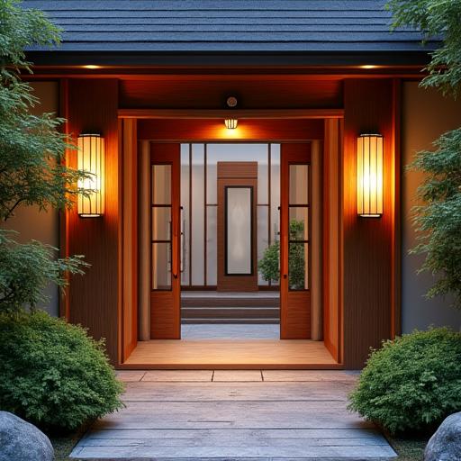 露天風呂付きの高級旅館の入口